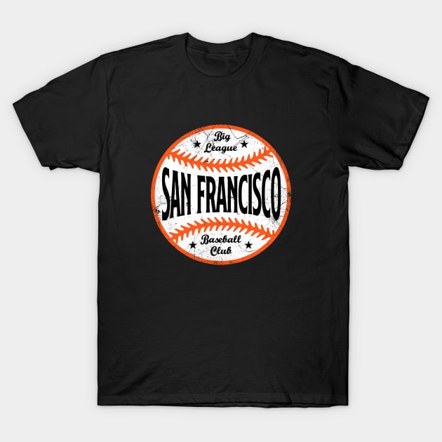 San Francisco Retro Big League Baseball - Black T-Shirt by KFig21